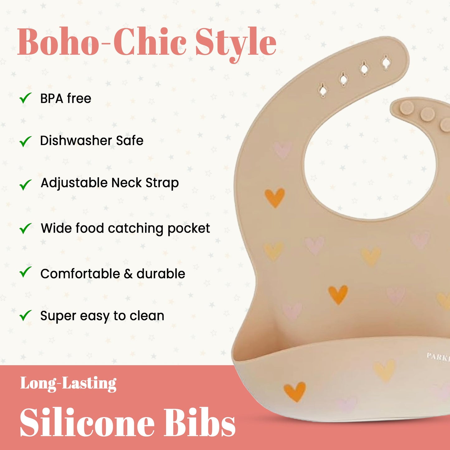 PARKER & ELOWYN Silicone bibs | Child of God | Pack of 2 Silicone Bibs for Baby Boy or Girl | 100% Silicone Bibs for Babies 3 months +
