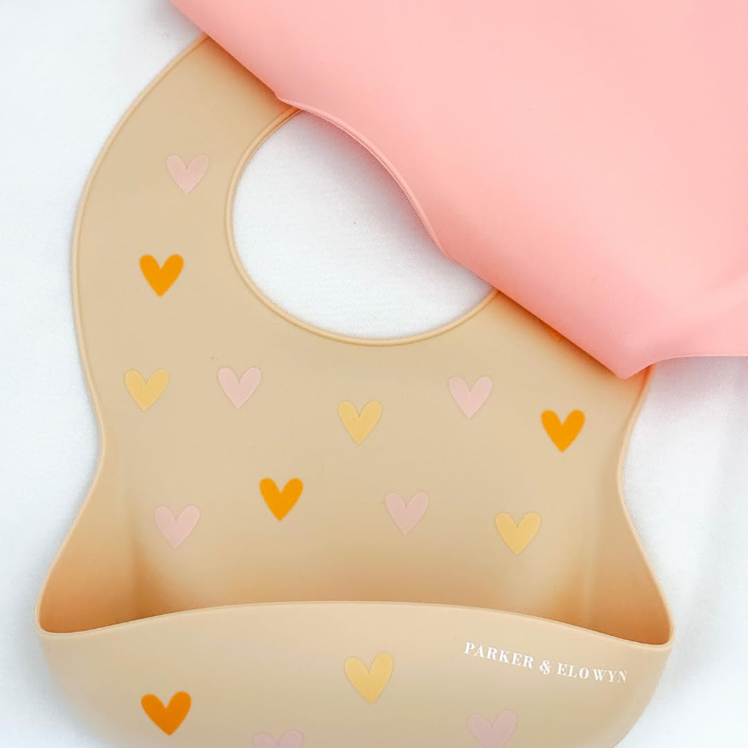 PARKER & ELOWYN Silicone bibs | Child of God | Pack of 2 Silicone Bibs for Baby Boy or Girl | 100% Silicone Bibs for Babies 3 months +